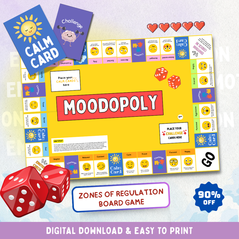 Moodopoly, Emotional Regulation Board Game, Coping Skills for Kids