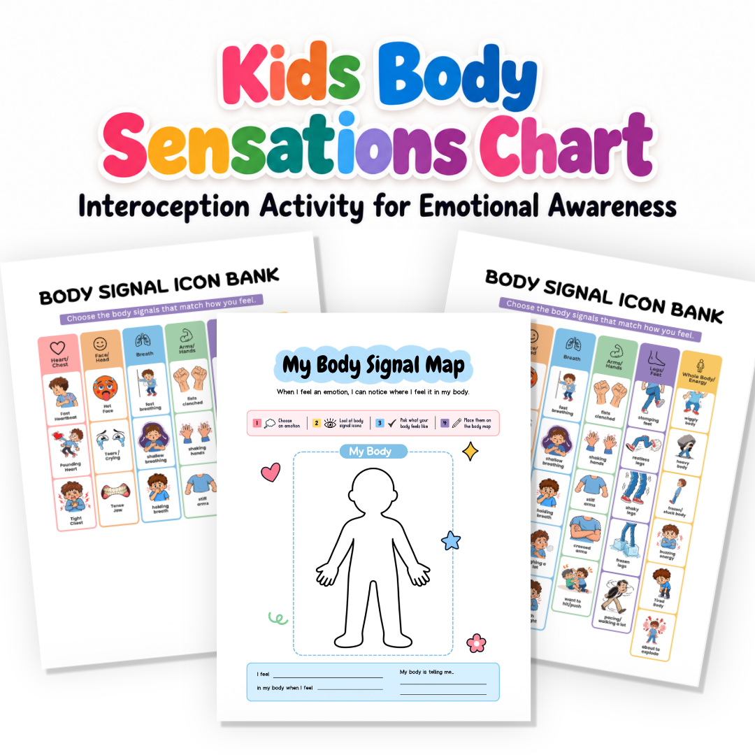 Kids Body Sensations Chart, Interoception Activity for Emotional Awareness