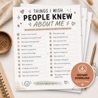 Things I Wish Mental Health Worksheet, All About Me Activity For Teens