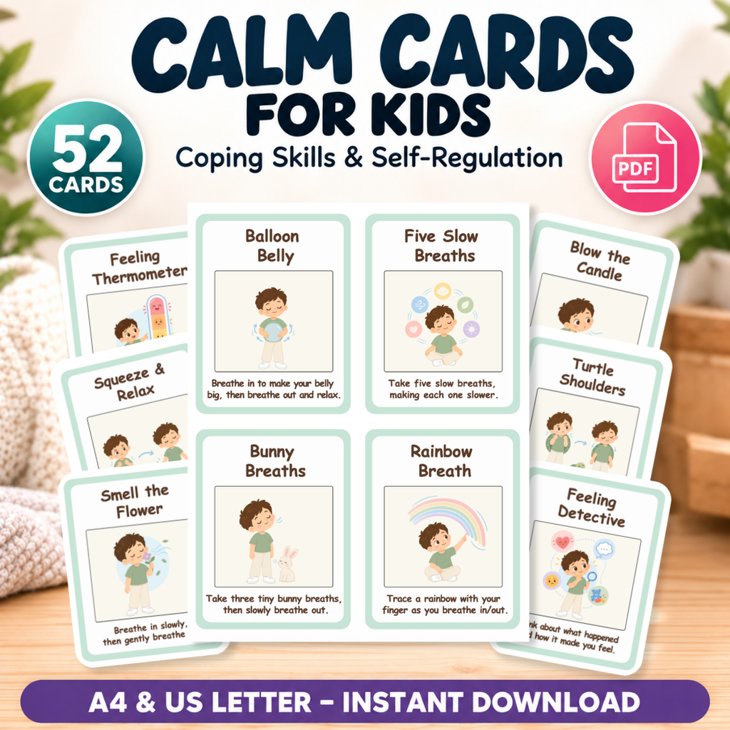 Calm Cards for Kids, Coping Skills and Self Regulation