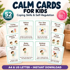 Calm Cards for Kids, Coping Skills and Self Regulation