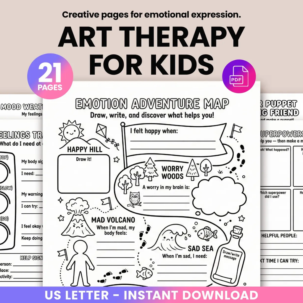 Art Therapy Worksheets For Kids, Emotional Regulation Activities