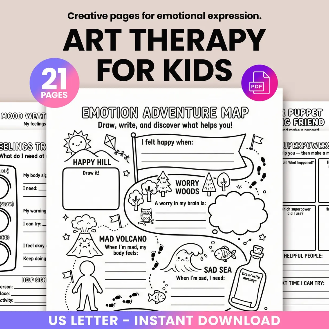 Art Therapy Worksheets For Kids, Emotional Regulation Activities