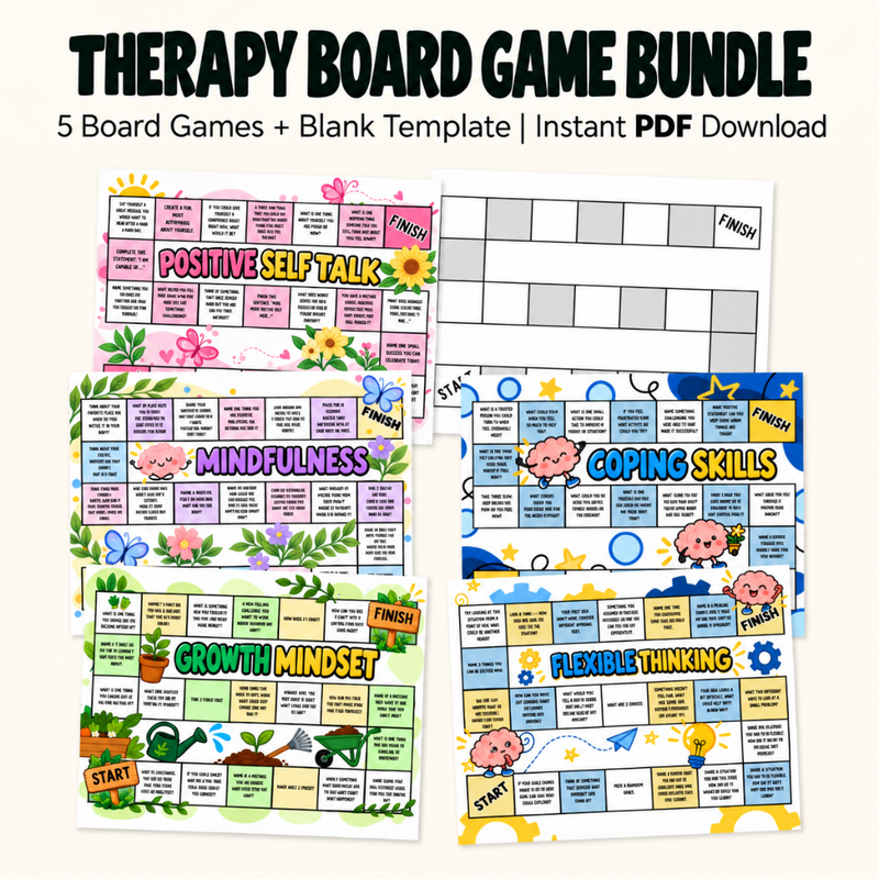 Therapy Board Game Bundle, Coping Skills Games for Kids and Teens