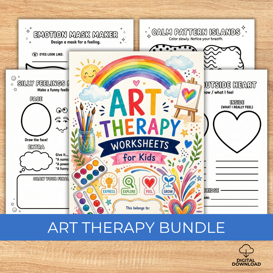 Art Therapy Bundle For Kids, Emotional Regulation Activities