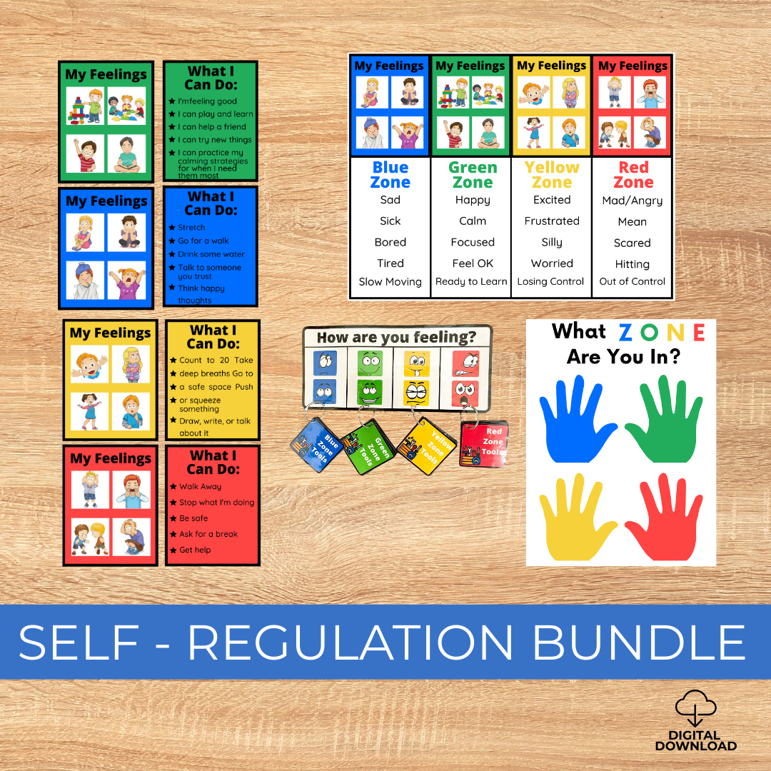 Self Regulation Zones Bundle, Calming Activites For Kids