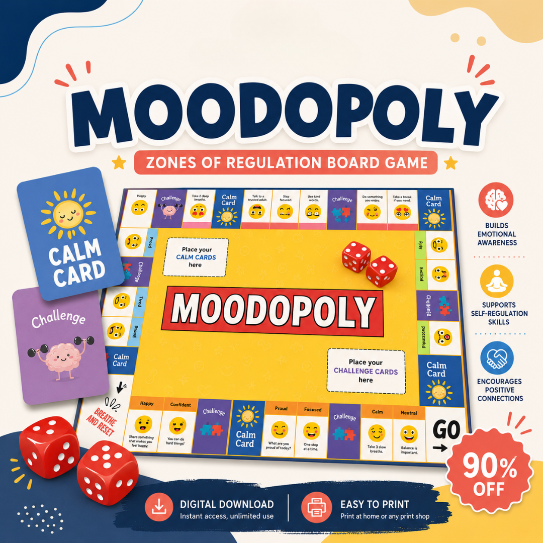 Moodopoly, Emotional Regulation Board Game, Coping Skills for Kids