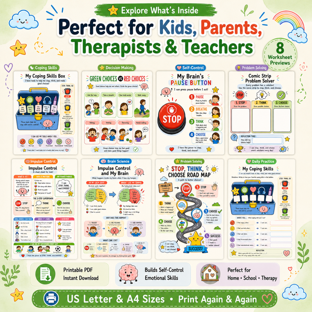 Impulse Control Workbook, Emotional Regulation Support For Kids