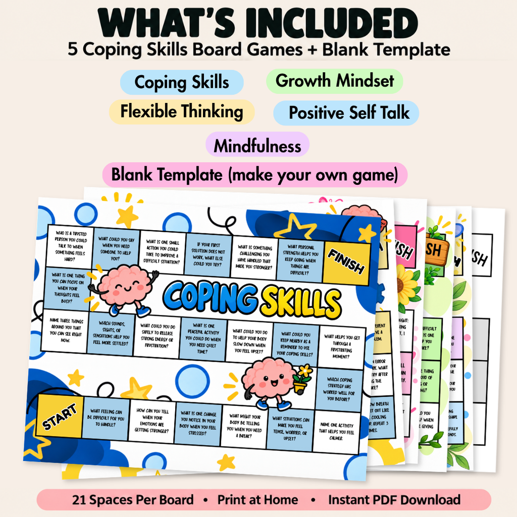 Therapy Board Game Bundle, Coping Skills Games for Kids and Teens