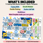 Therapy Board Game Bundle, Coping Skills Games for Kids and Teens