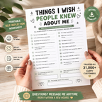 Things I Wish Mental Health Worksheet, All About Me Activity For Teens