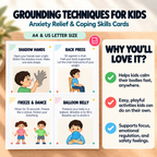 Grounding Techniques for Kids, Anxiety Relief and Coping Skills Cards