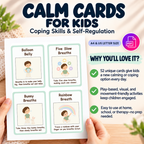Calm Cards for Kids, Coping Skills and Self Regulation