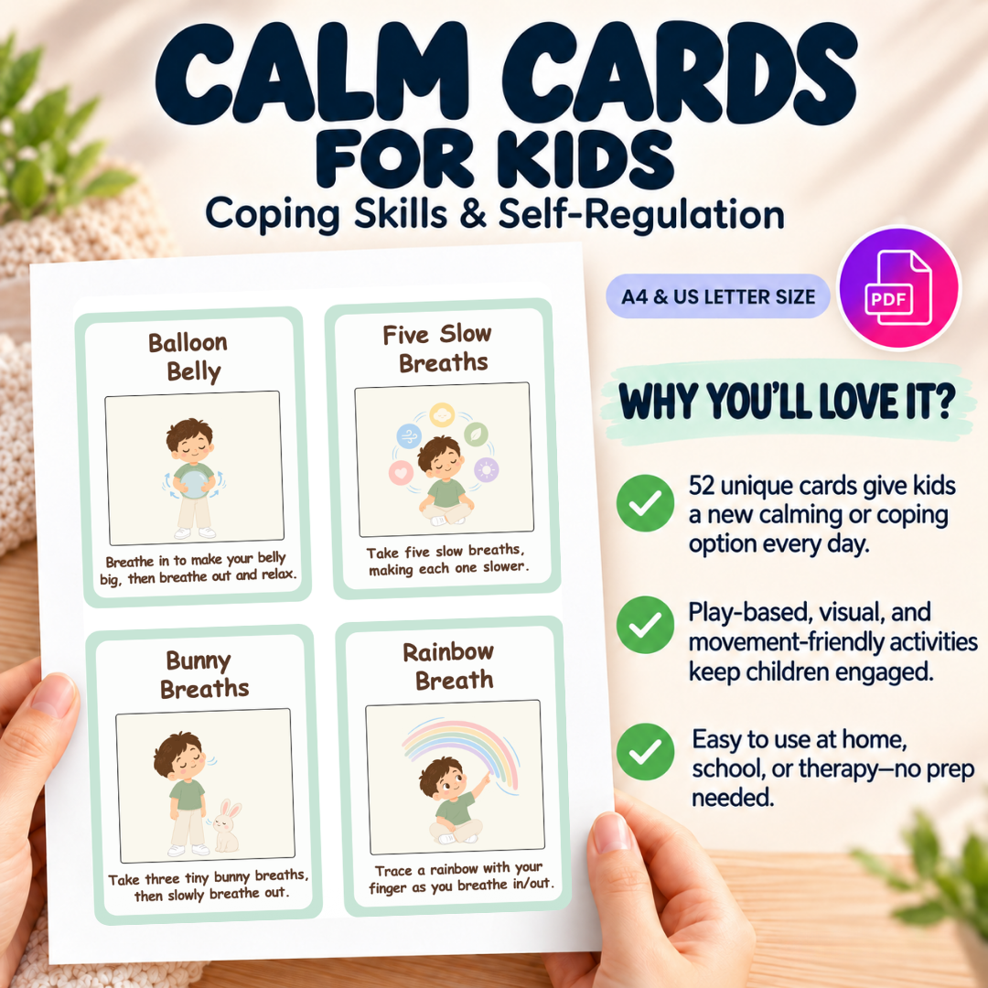 Calm Cards for Kids, Coping Skills and Self Regulation