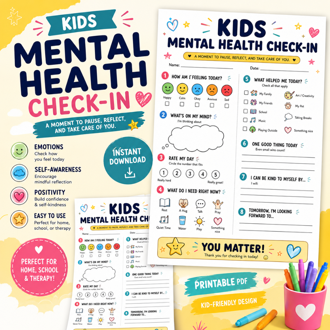 Kids Mental Health Check In, Therapy Game For Emotional Regulation