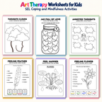 Art Therapy Worksheets for Kids, SEL Coping and Mindfulness Activities