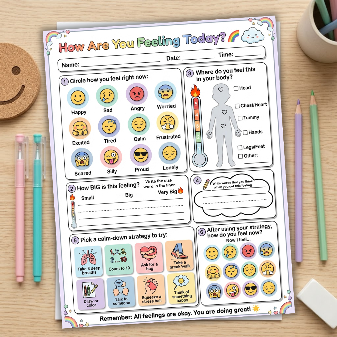 Happy Brain Worksheet Bundle for Kids, Instant Download