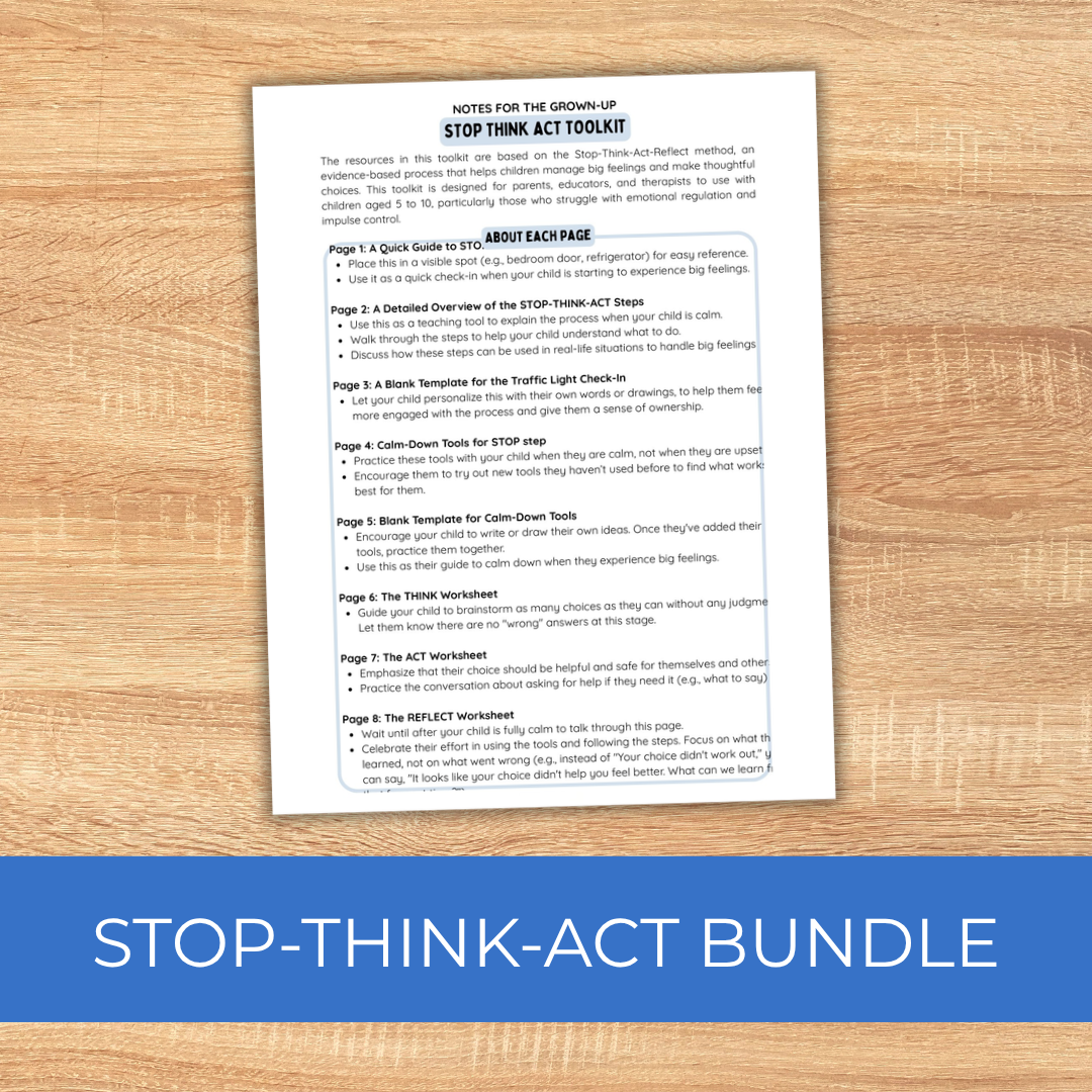 Stop Think Act Toolkit, Impulse Control Activities For Kids