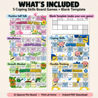 Therapy Board Game Bundle, Coping Skills Games for Kids and Teens