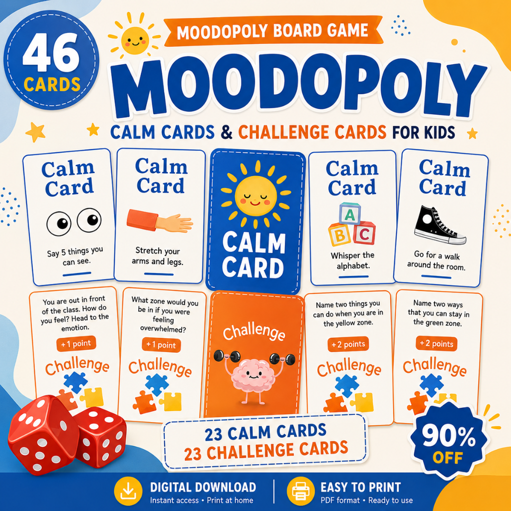 Moodopoly, Emotional Regulation Board Game, Coping Skills for Kids