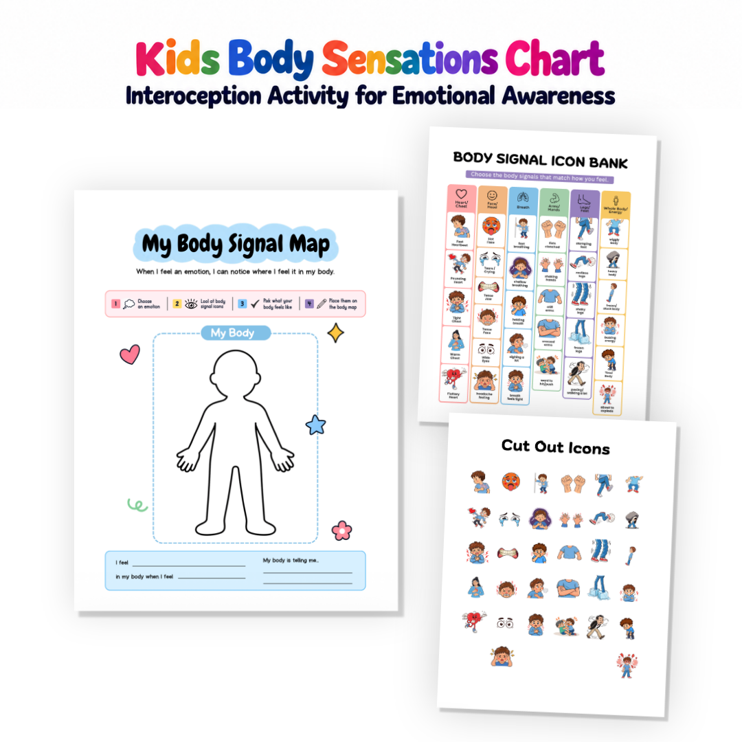 Kids Body Sensations Chart, Interoception Activity for Emotional Awareness