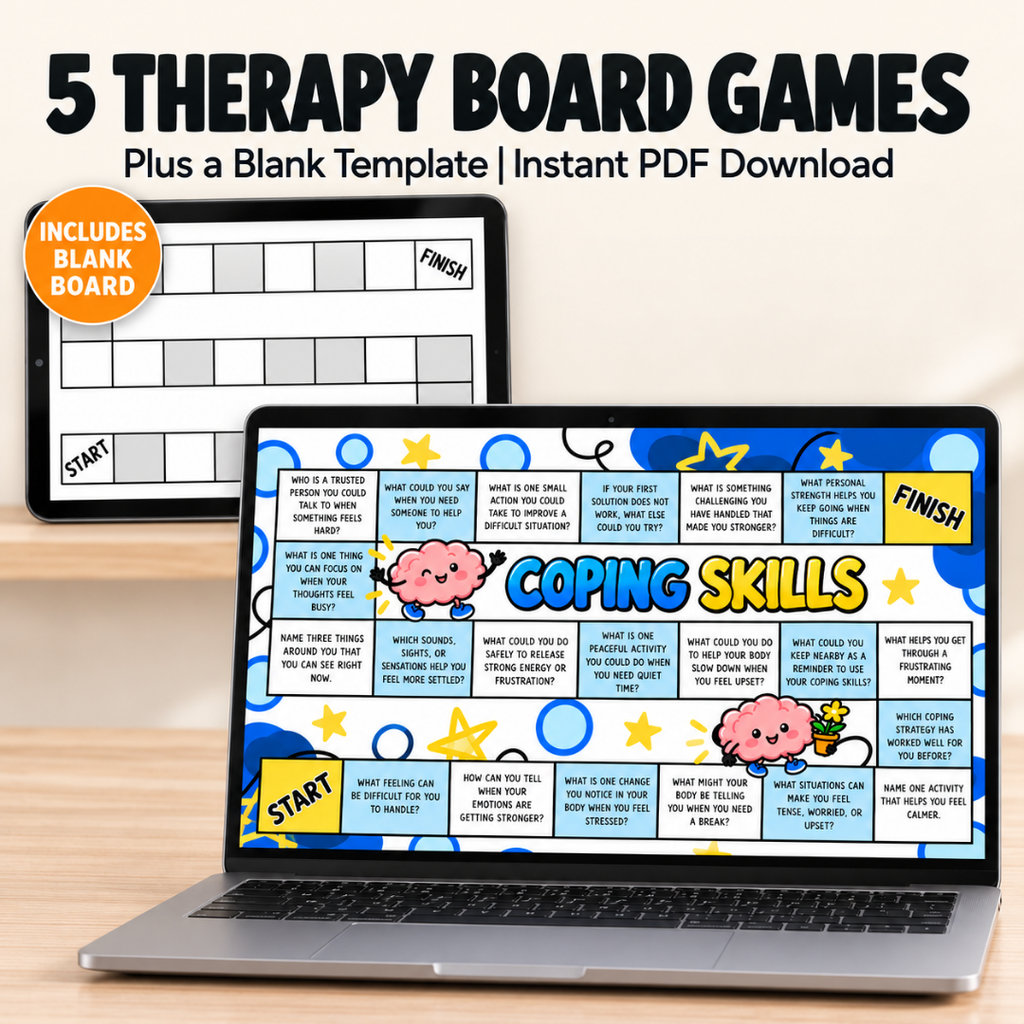 Therapy Board Game Bundle, Coping Skills Games for Kids and Teens