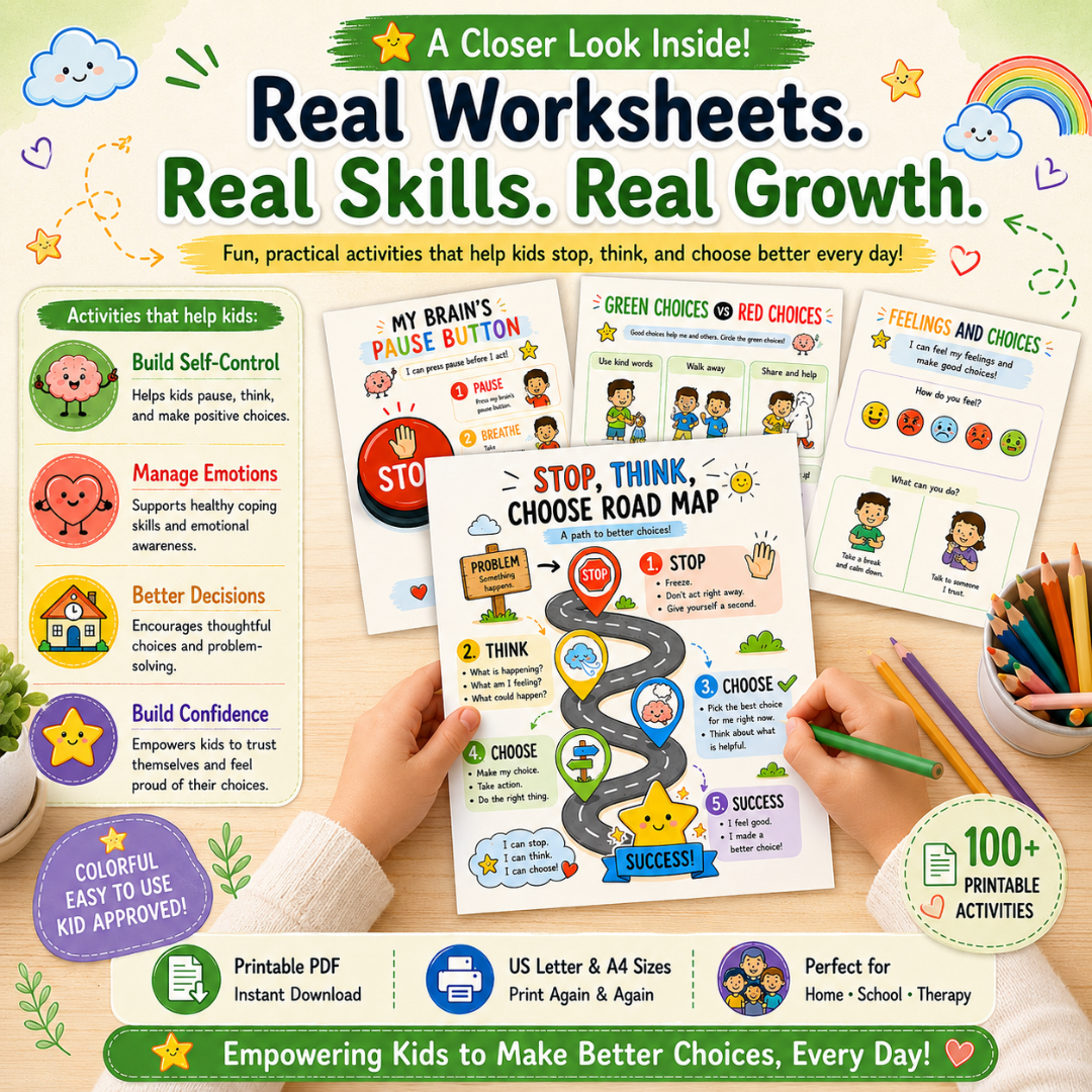 Impulse Control Workbook, Emotional Regulation Support For Kids
