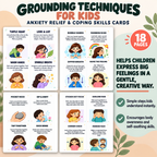 Grounding Techniques for Kids, Anxiety Relief and Coping Skills Cards