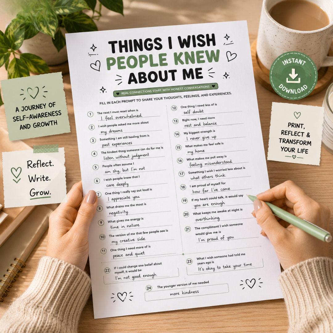 Things I Wish Mental Health Worksheet, All About Me Activity For Teens