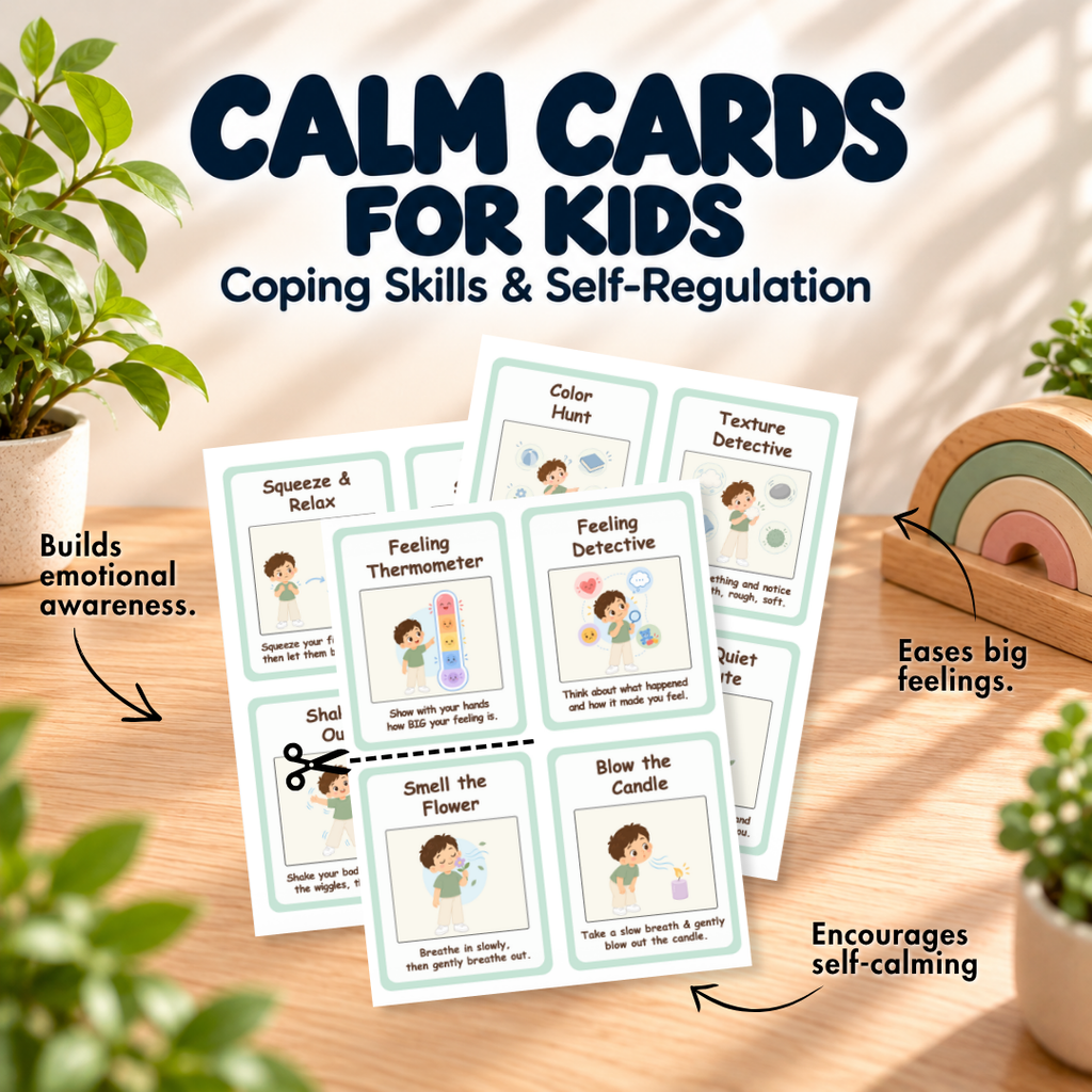 Calm Cards for Kids, Coping Skills and Self Regulation