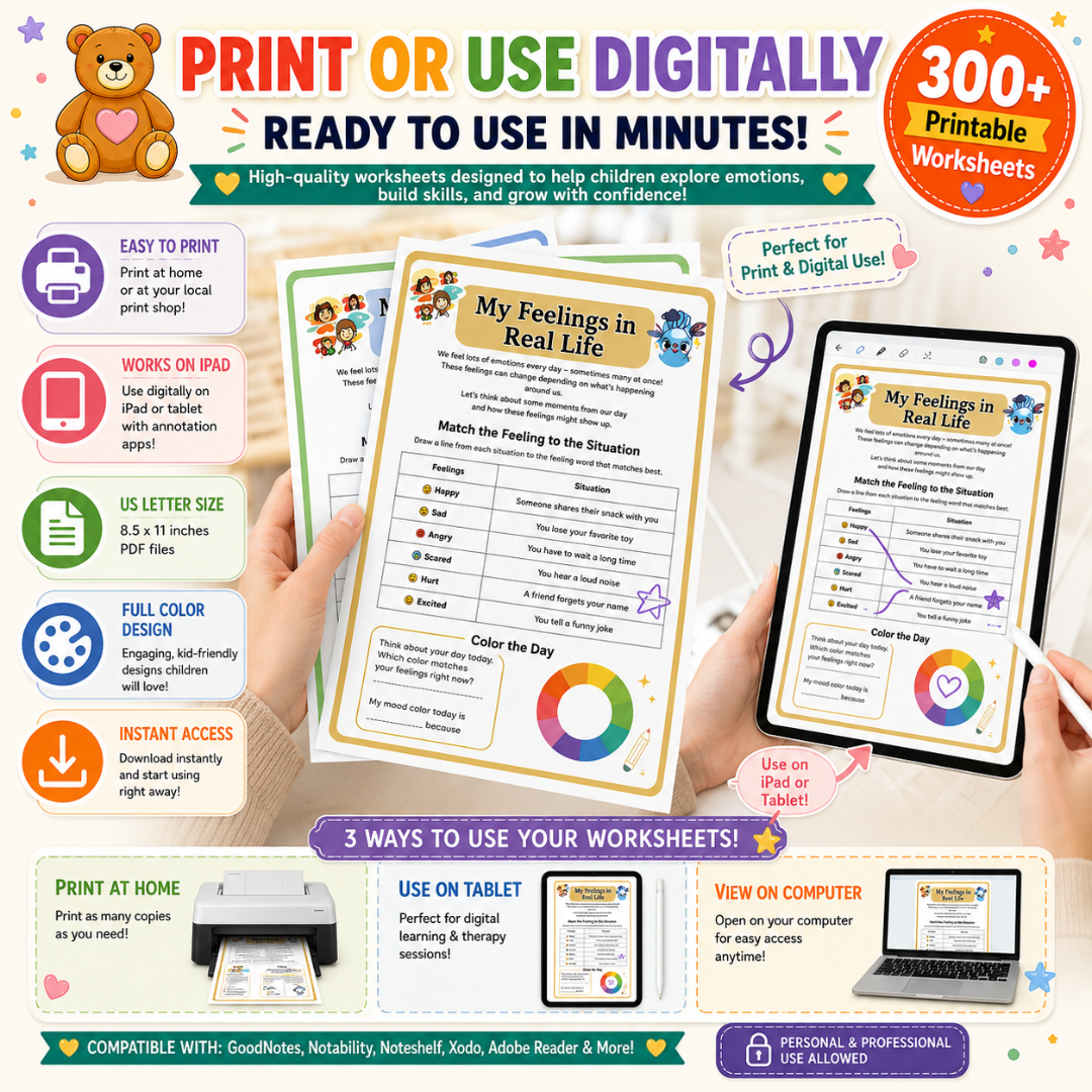 Play Therapy Worksheets Bundle, SEL Activities And Coping Skills