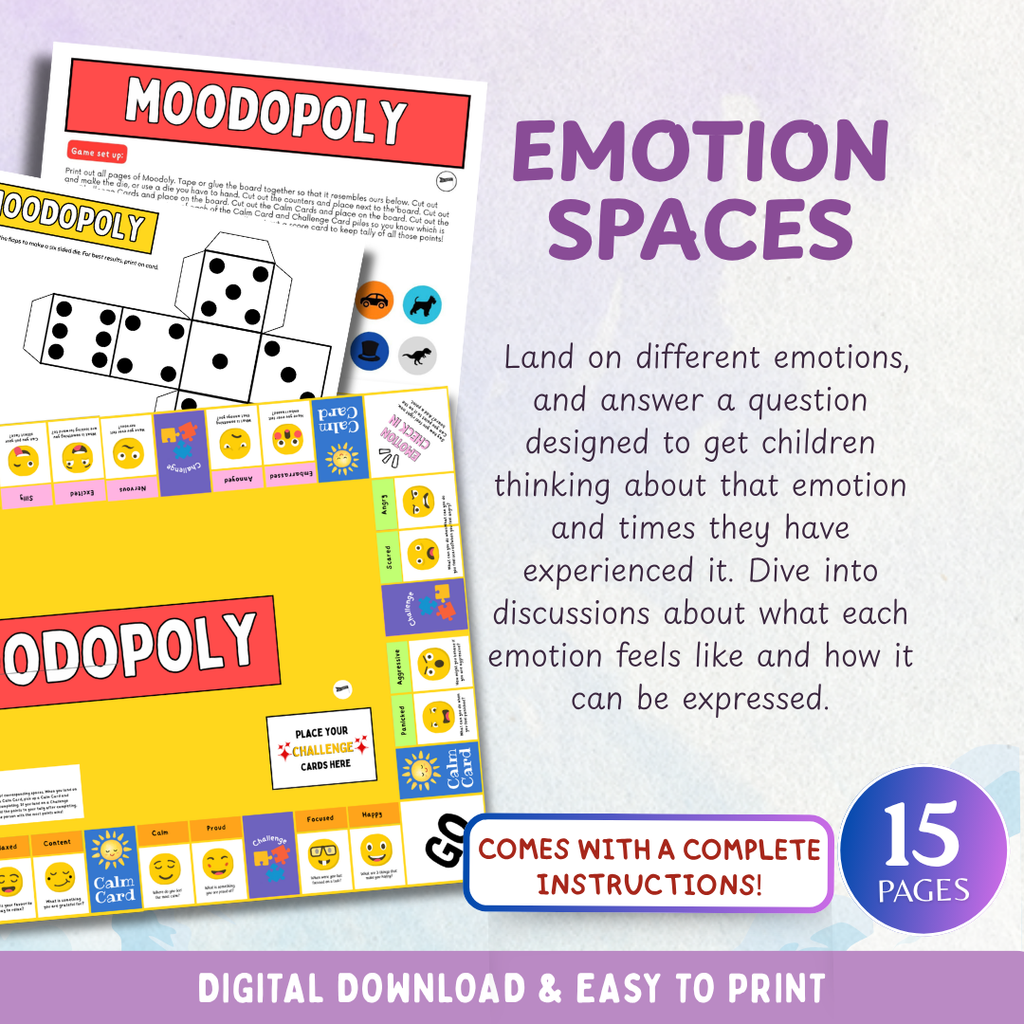 Moodopoly, Emotional Regulation Board Game, Coping Skills for Kids