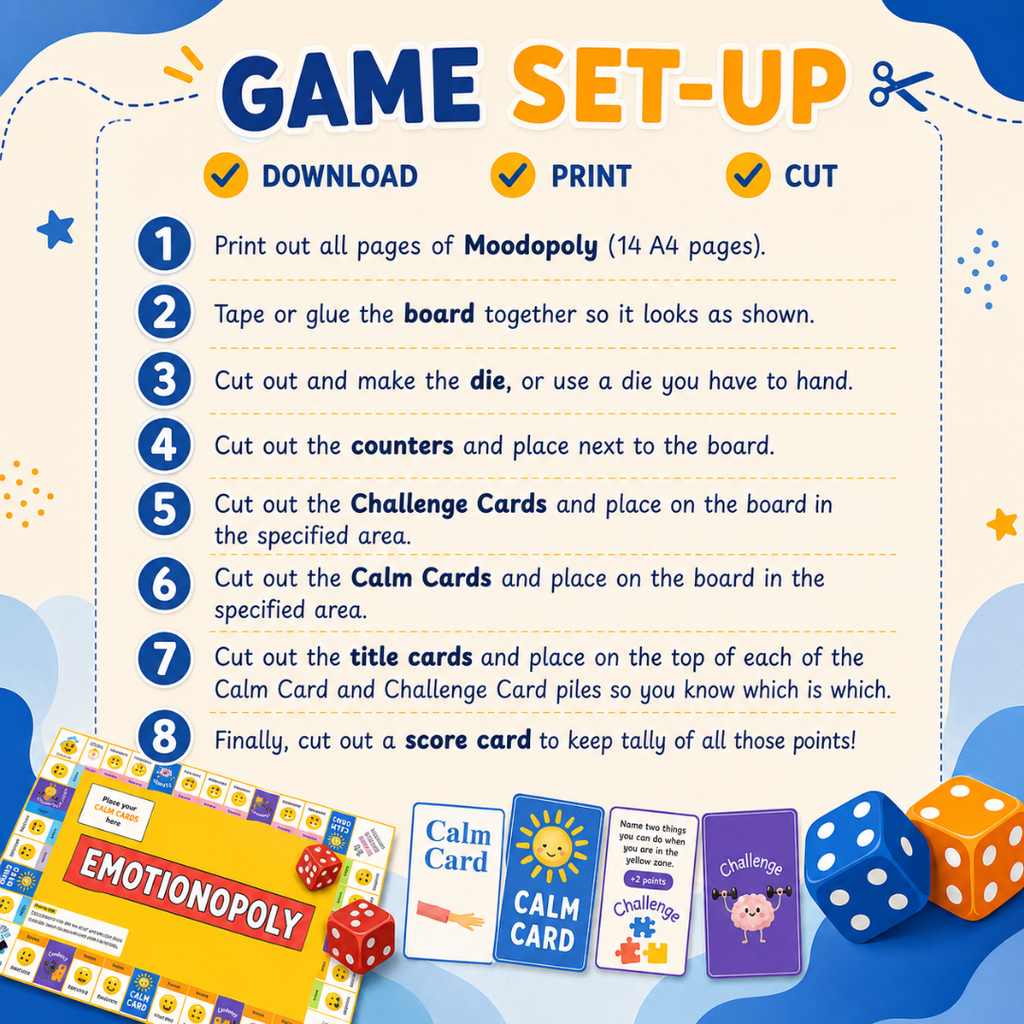 Moodopoly, Emotional Regulation Board Game, Coping Skills for Kids