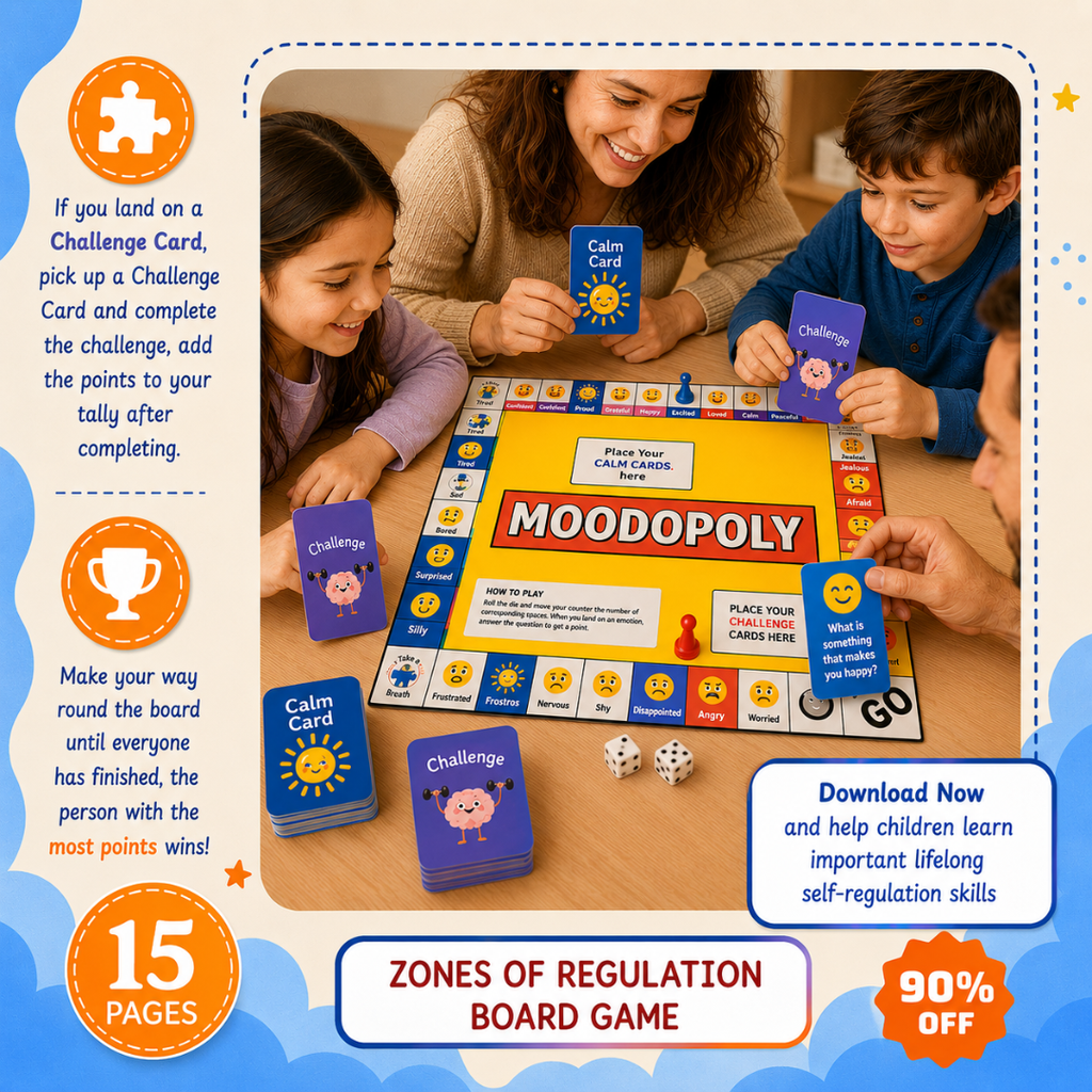 Moodopoly, Emotional Regulation Board Game, Coping Skills for Kids