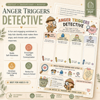 Anger Management Therapy Worksheets Kids, Impulse Control, Instant Download